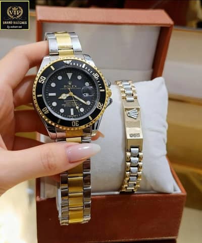 "Rolex submariner Two-tone Gold & Silver Watch with Matching Bracelet
