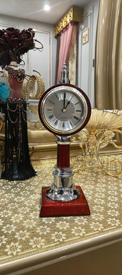 Beautiful Decorative Wood and Metal Desk/Table Clock