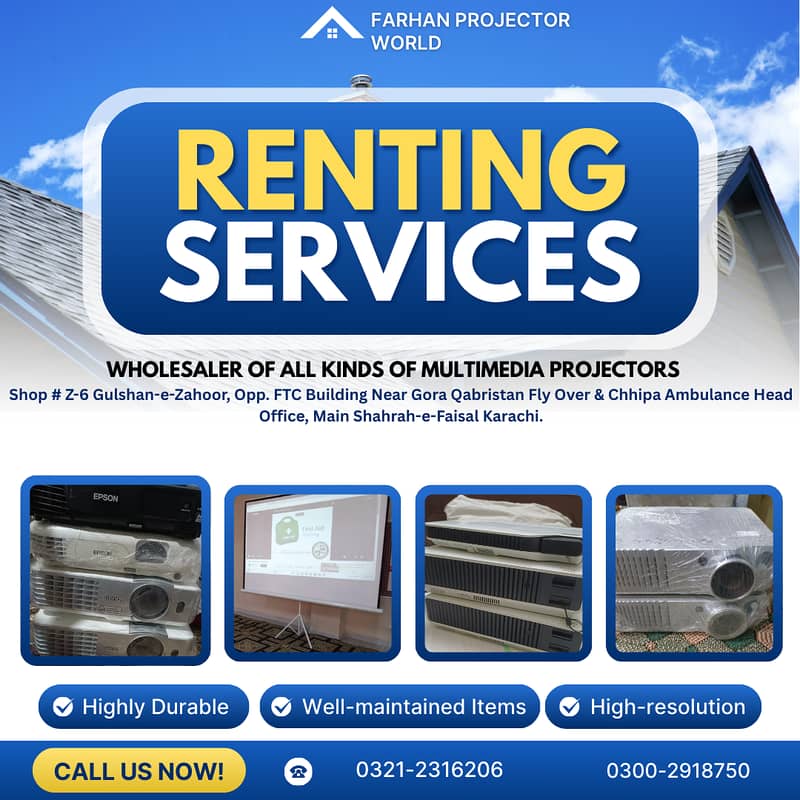 Projector & Speaker on Rent, Multimedia Projector Installation & Cable 1