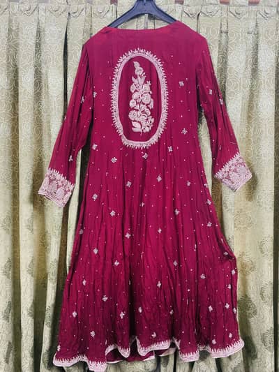 2 SIDES KARHAI MAROON DRESS 3pc