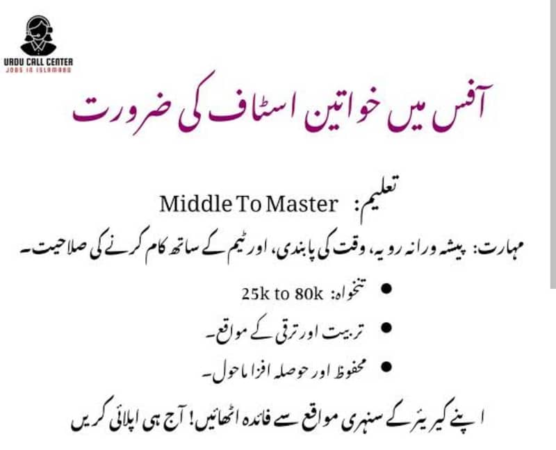 افس کے لیے سٹاف کی ضرورت ہے 0