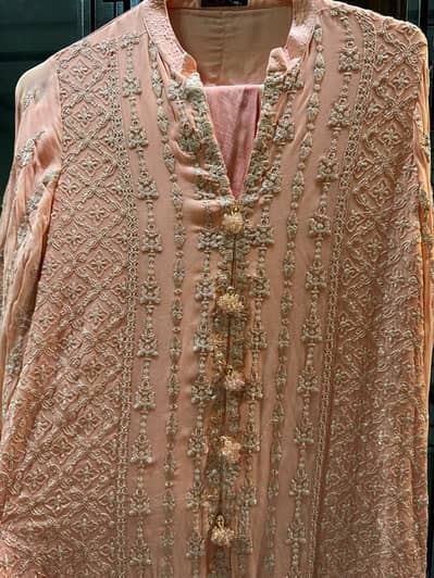 Peach stitched 3 pc