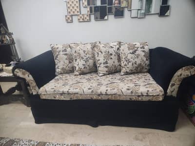 2 seater grey and black sofa