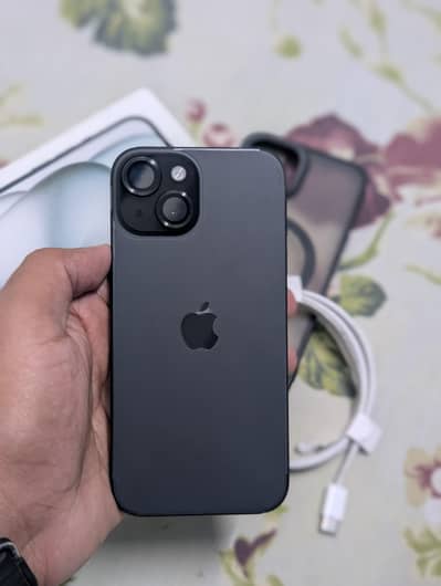 I phone 15 128gb with box non pta  jv  battery health 100% 10/10 cond