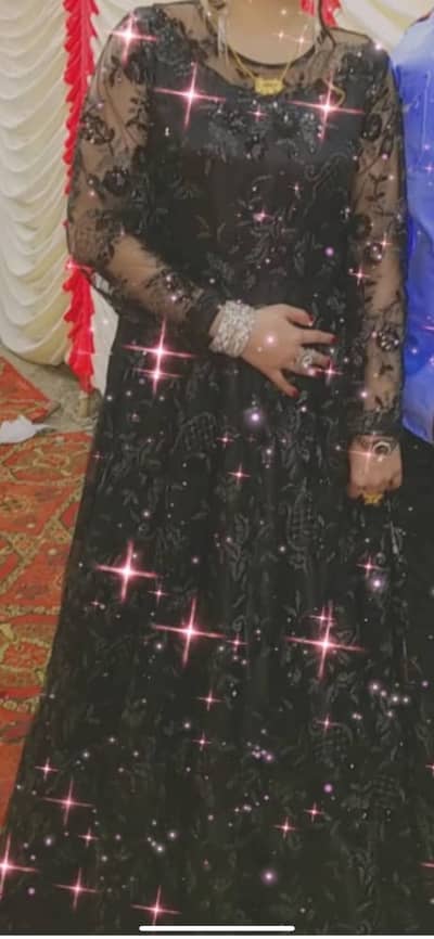 black fancy net maxi