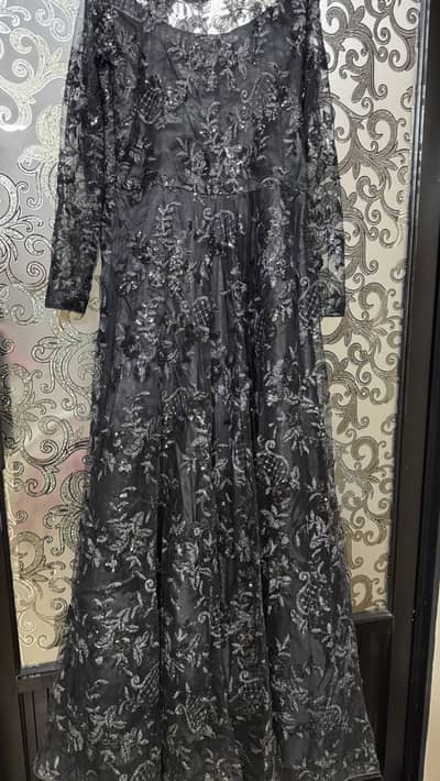 black fancy net maxi