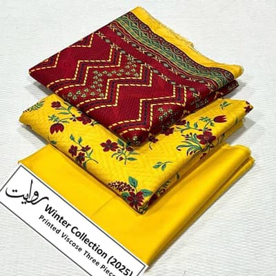 Rawayat brand  printed VISCOSE ladies suit 3pc