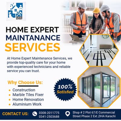 Construction & Renovation Services , Tile Fixer , Aluminum Glass Work