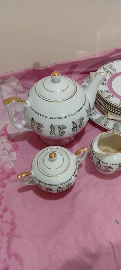 Imported pink and white tea set