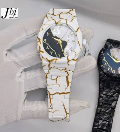 new style white marble Black arabic aura watch zebra colour