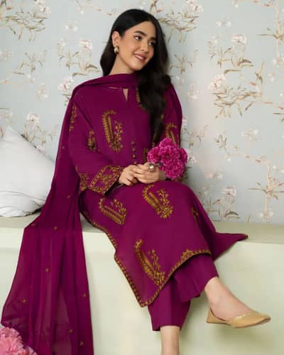 Mix brands embroidered unstitched suits