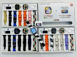 Ultra 3 Max Smart Watch with 7 Straps TWS Screen Earbuds Wireless