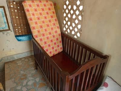 Wodden baby cot with mattress