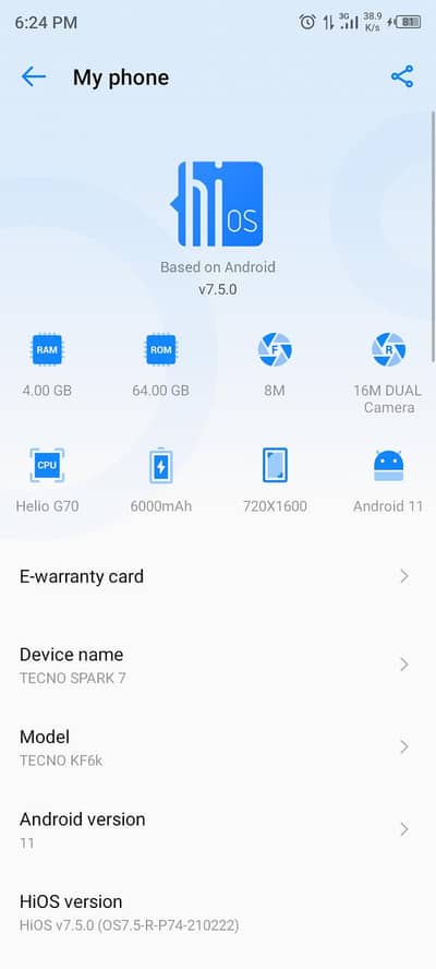 Techno spark 7 All okay 10 by 10 with box 