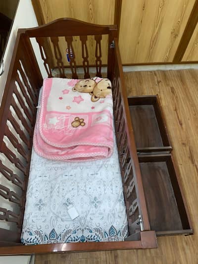 wooden baby cot, crib