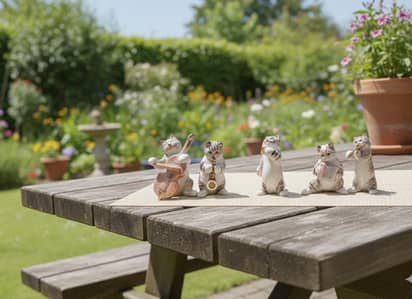 piece of musical cat  Figurines 5 Handcrafted miniature musical catten