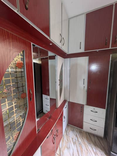 Wall-Fitted Wooden Wardrobe with Mirror & Storage