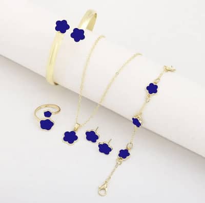 Flower design resin plating resin necklace and bracelet set