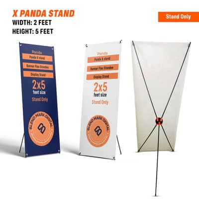 Star Flex Sign 2x5 feet Panda X Stand banner Standee Display Frame