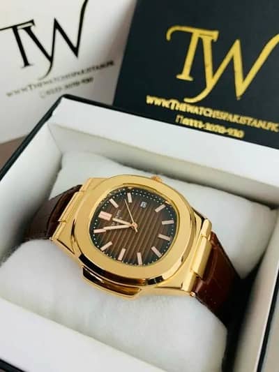 Brown & Black Leather Strap Analog Watch