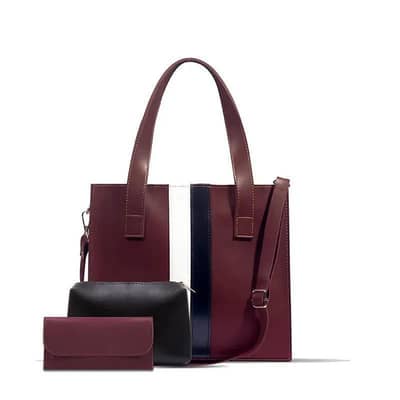 Stylish girl's Rexine handbag set 3-pcs in 6 elegant colors