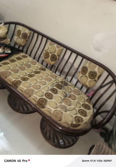 5 seater sofa set of wood  good condition . one sofa is slightly press