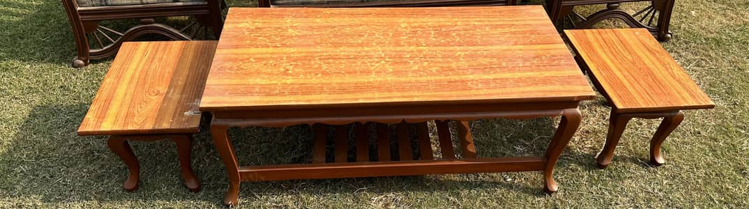 wooden table set with 2 side tables