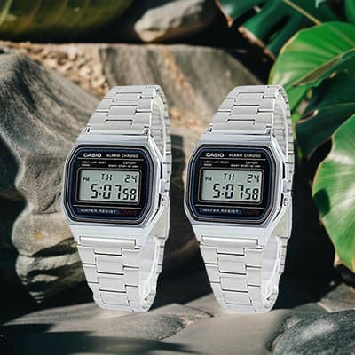 Top Class Vintage Silver Classic Digital Wrist Watch For Couple