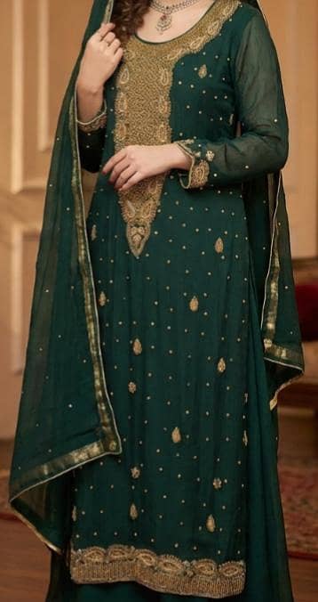 chiffon long shirt with Capri and chiffon dupatta