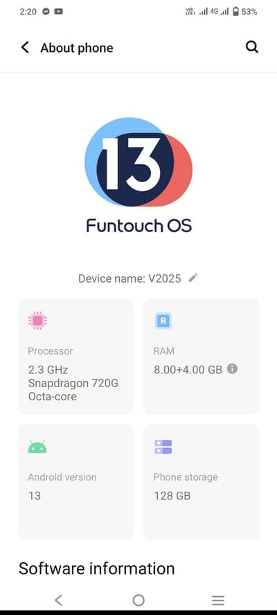 vivo v2025 8gb 128 gb woth box exchange possible 03184590536