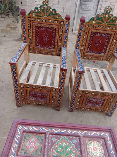 Wood  room chairs set in hand painted for sale