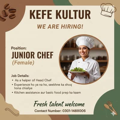 Need 1. female helper in our cafe