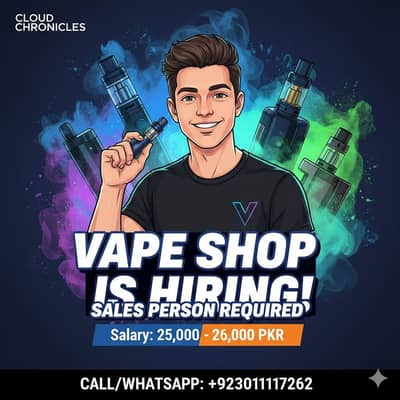 WE ARE HIRING: Sales Associate Vape Shop