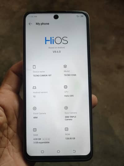 Camon 18t 6gb 128gb only glass change with box