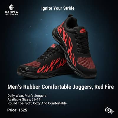 Men's Rubber Comfortable Joggers, Red Fire