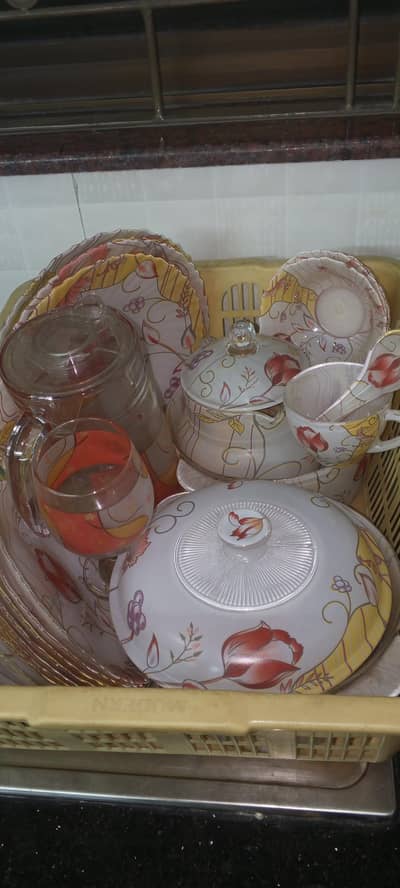 dinner set, cake set and bowels