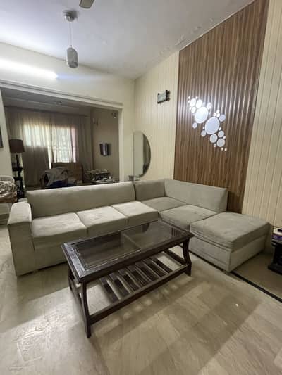 L shaped sufa for salw with set of 3 table