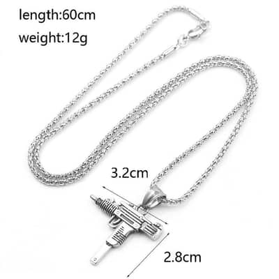 Alloy silver plated Gun design pendant for men