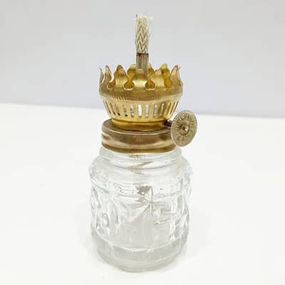 Vintage Miniature Clear Glass Kerosene Oil Lamp | made in Hong Kong