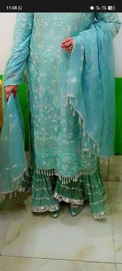 shesha silk  long shirt with sharara