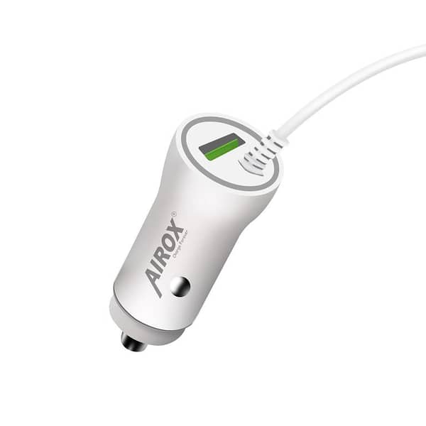 CC05 Car Charger with Built-in Cable and USB Port for Fast Charging and Device Compatibility