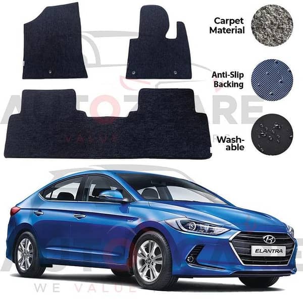 Hyundai Elantra Genuine Fitting Carpet Floor Mat 3PCS - Model 2017-2023