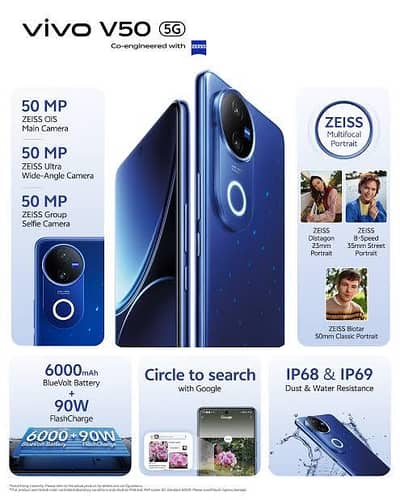 sele/exchange vivo v50 12/256 blue color complete box