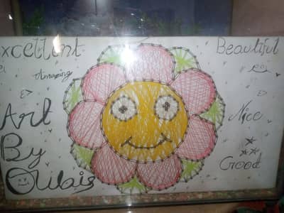 Handmade String Art Flower Smiley | Framed Wall Art | Art by Owais