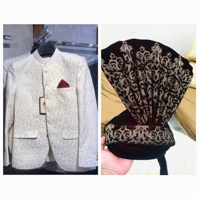 Prince Coat with Kulla . Groom Dress . Dulha Dress . Groom Walima Dres
