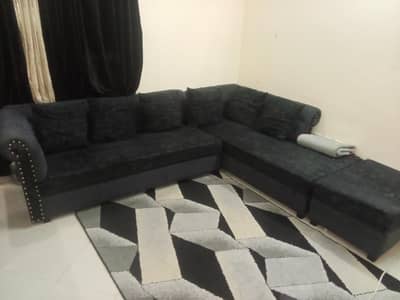 Modern L-Shaped Sofa Set – Dark Grey, Comfortable & Stylish