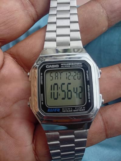casio watch a178w new  with box alarm clock plus light 10/10