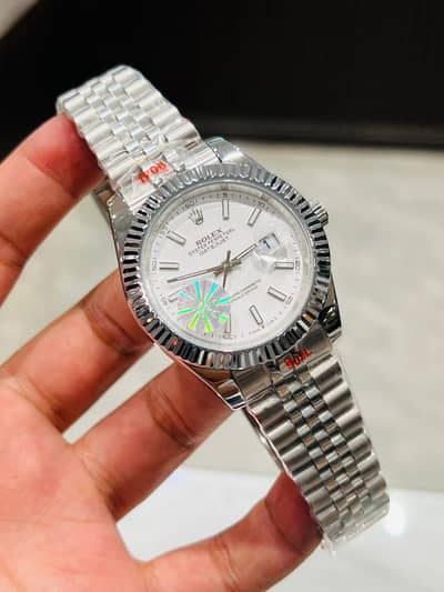 *Date Just Silver White Dial Quartz Watch | Men's Watch*