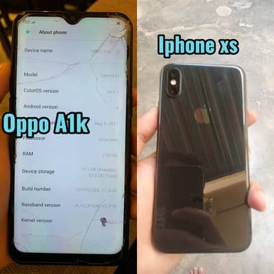 Urgent sale Iphone 256gb and oppo a1k 2 mobile