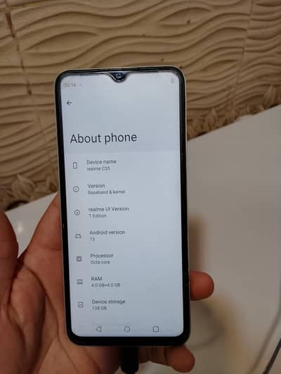 real me c35 4/128gb with box back change honay wali hai baqi all ok